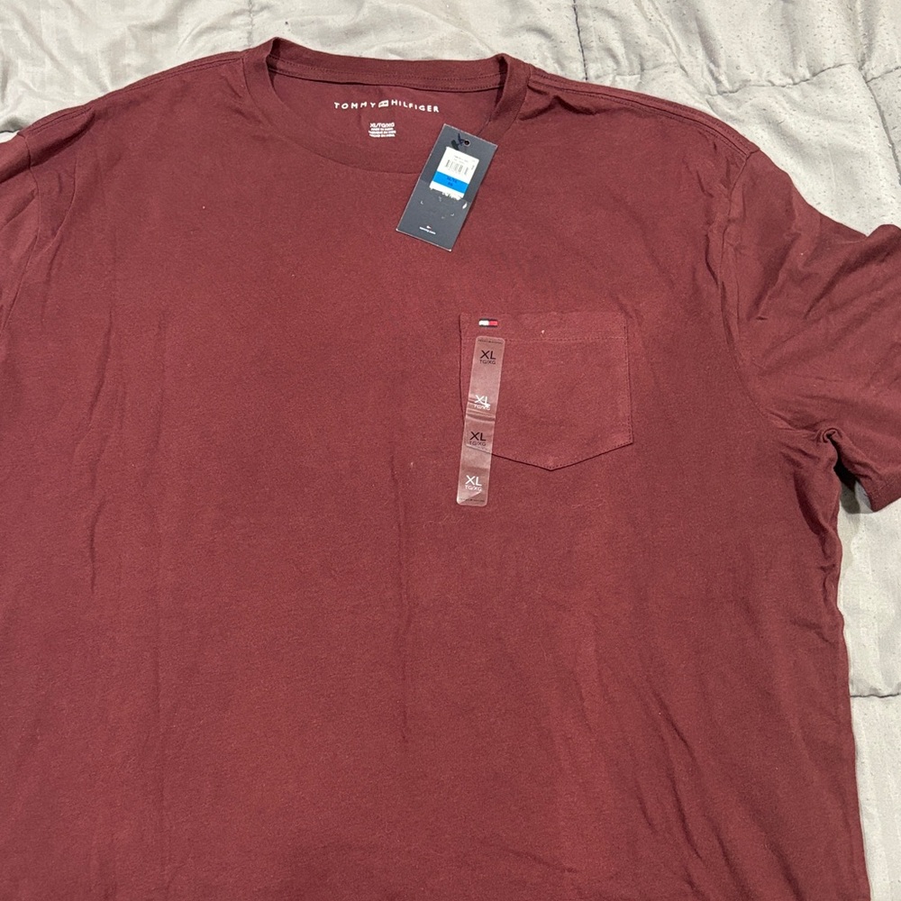 Tommy Hilfiger Men's Dark Red Short Sleeve Tee